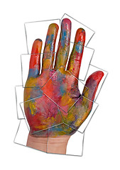 Image showing colorful painted human hand