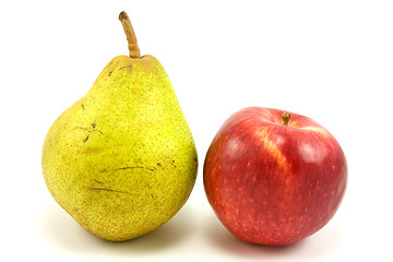 Image showing green pear and red apple