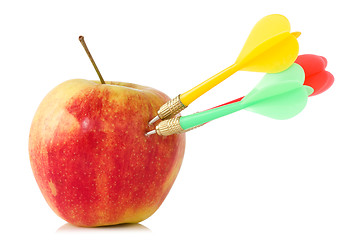 Image showing Apple with three darts