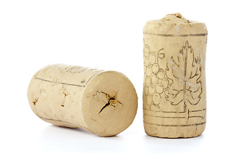 Image showing Two corks from wine bottles 