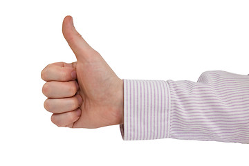 Image showing businessmen's hand make thumb up