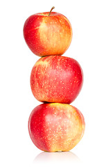 Image showing Three red stacked apples