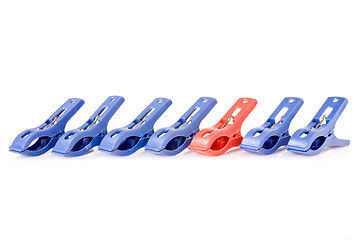 Image showing Clothes pegs  in a row