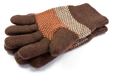 Image showing warm  woolen knitted gloves  