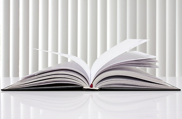 Image showing opened book with reflection on white