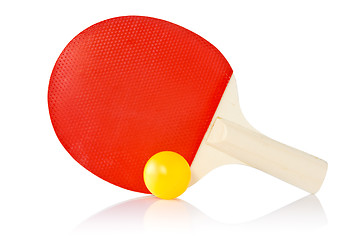 Image showing Table-tennis racket and ball