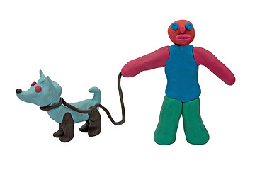 Image showing plasticine man with a dog