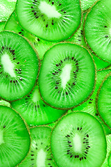 Image showing vivid green  background of kiwi slices