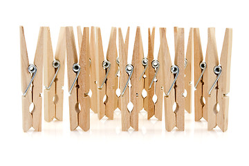 Image showing group of wooden clothes pins