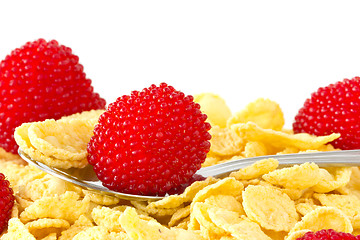 Image showing Breakfast cereal with red berries 