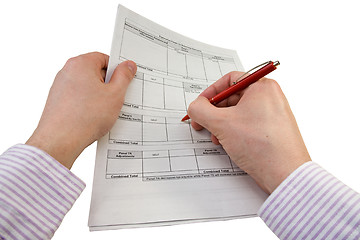 Image showing businessman checking tax statement