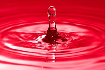 Image showing droplet splash in a red water