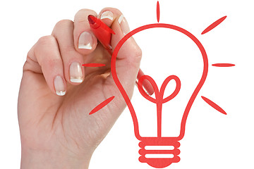 Image showing Hand draw light bulb on white background