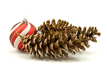 Image showing pine cones and christmas bauble