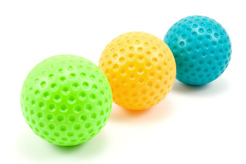 Image showing three colored golf balls