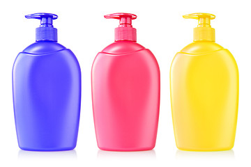 Image showing three color plastic bottles 