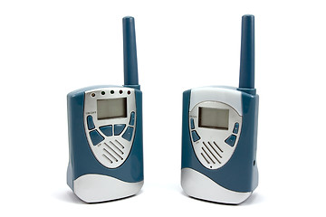 Image showing Two blue walkie-talkie