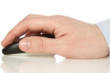 Image showing Hand holding  wireless computer mouse