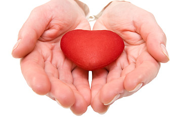 Image showing woman hold red heart 