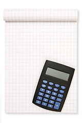 Image showing  block note with black calculator
