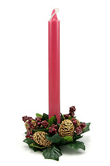 Image showing Traditional Christmas red candle 