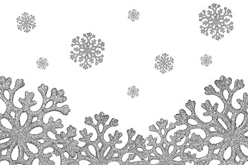 Image showing Silver shiny snowflakes fall