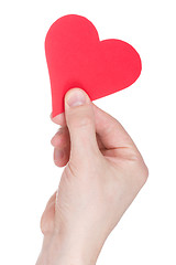 Image showing Red  paper heart in hand