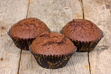 Image showing Three chocolate muffins