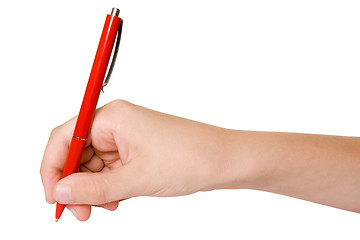 Image showing hand with red pen