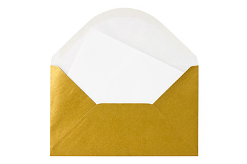 Image showing Gold envelope with blank letter