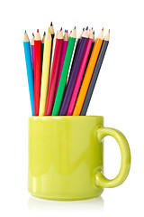 Image showing green cup with pencils 