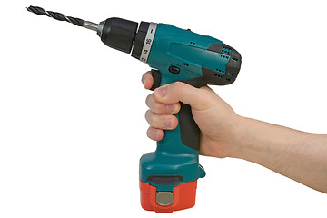 Image showing Hand holding cordless drill