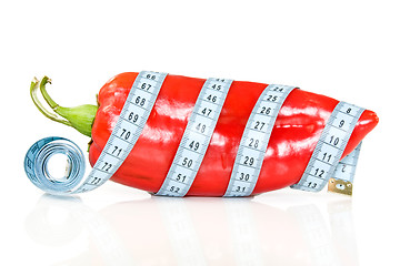 Image showing big pepper with a measure tape