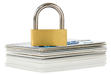 Image showing Credit cards and padlock