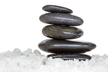 Image showing Spa stones in a sea salt