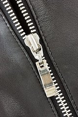 Image showing leather jacket with metal zipper 