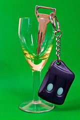 Image showing car key in a wine glass