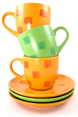 Image showing three colorful cups