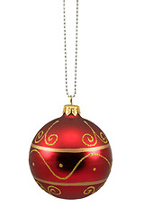 Image showing red hung christmas bauble