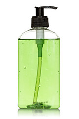 Image showing Bottle with green  liquid soap