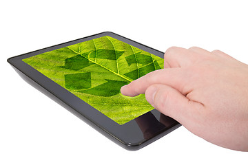Image showing tablet computer with recycle symbol 