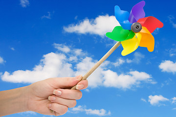 Image showing Hand holding pinwheel