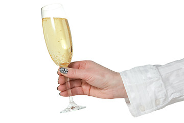 Image showing female hand with glass of champagne