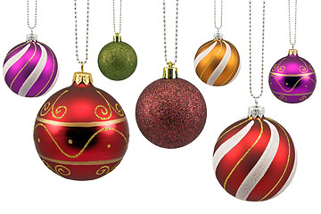 Image showing colorful ornate christmas baubles