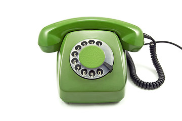 Image showing Old green analogue phone