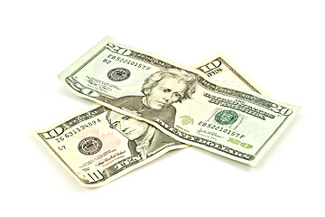 Image showing banknotes of ten and twenty dollars