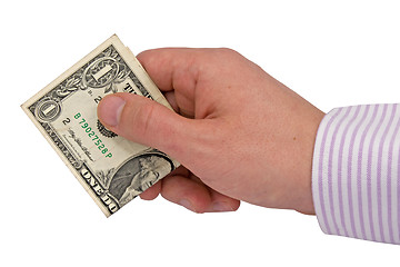 Image showing hand with one dollar