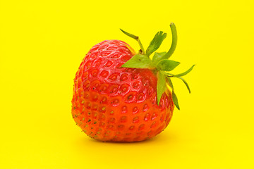 Image showing strawberry isolated on yellow background