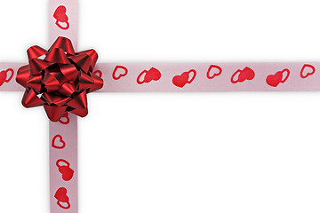 Image showing card note with ribbon and red bow