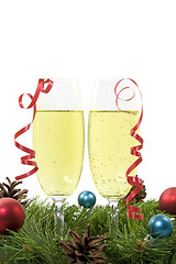 Image showing christmas decoration with two Glass of Champagne